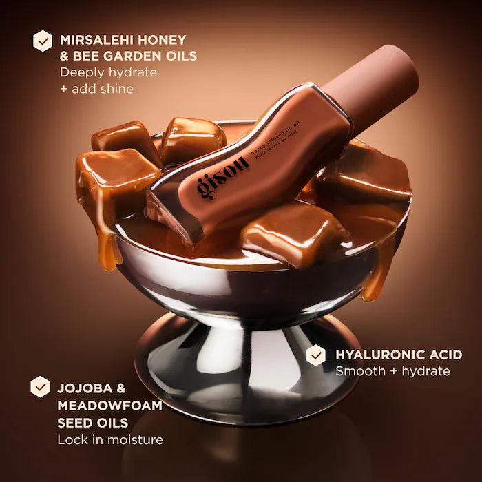 Gisou 
Honey Infused Hydrating Lip Oil
New shades:
Sticky toffee