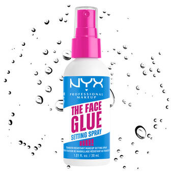 Face glue setting spray